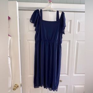 Navy blue off the shoulder dress